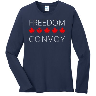 Freedom Convoy Canadian Trucker Ladies Long Sleeve Shirt