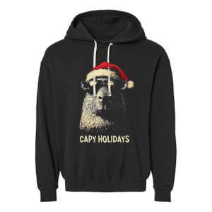 Funny Christmas Capy Holidays Ns Xmas Capybara Garment-Dyed Fleece Hoodie