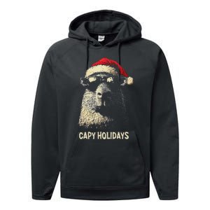 Funny Christmas Capy Holidays Ns Xmas Capybara Performance Fleece Hoodie