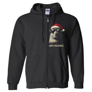 Funny Christmas Capy Holidays Ns Xmas Capybara Full Zip Hoodie