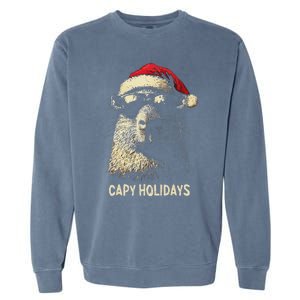 Funny Christmas Capy Holidays Ns Xmas Capybara Garment-Dyed Sweatshirt