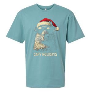 Funny Christmas Capy Holidays Ns Xmas Capybara Sueded Cloud Jersey T-Shirt