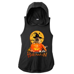 Funny Chow Chow Dog Spooky Halloween Ladies PosiCharge Tri-Blend Wicking Draft Hoodie Tank