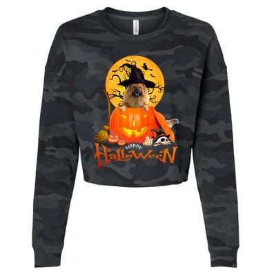 Funny Chow Chow Dog Spooky Halloween Cropped Pullover Crew