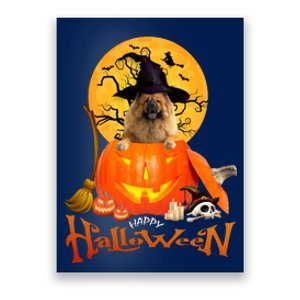 Funny Chow Chow Dog Spooky Halloween Poster