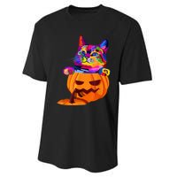 Funny Cute Colorful Cat Halloween Costume Pumpkin Performance Sprint T-Shirt