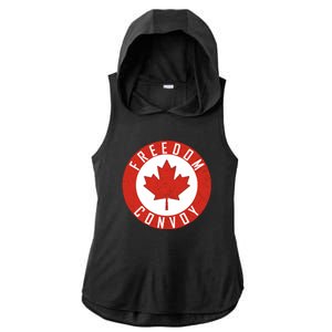 Freedom Convoy Canadian Truckers Canada Leaf Ladies PosiCharge Tri-Blend Wicking Draft Hoodie Tank