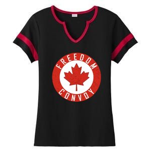 Freedom Convoy Canadian Truckers Canada Leaf Ladies Halftime Notch Neck Tee