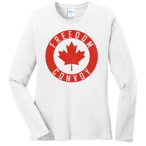 Freedom Convoy Canadian Truckers Canada Leaf Ladies Long Sleeve Shirt