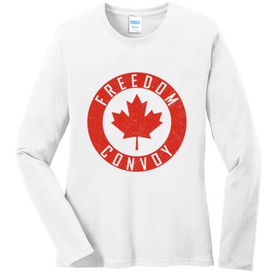 Freedom Convoy Canadian Truckers Canada Leaf Ladies Long Sleeve Shirt