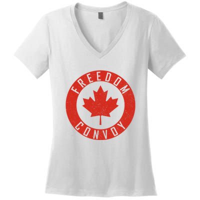 Freedom Convoy Canadian Truckers Canada Leaf Women's V-Neck T-Shirt