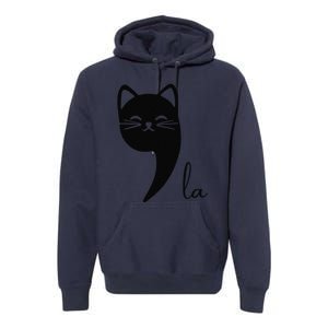 Funny Cat Comma La Kamala Harris For President 2024 Election Premium Hoodie