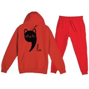 Funny Cat Comma La Kamala Harris For President 2024 Election Premium Hooded Sweatsuit Set