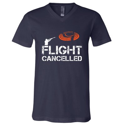 Flight Cancelled Clay Shooting Skeet Trap Shooting V-Neck T-Shirt