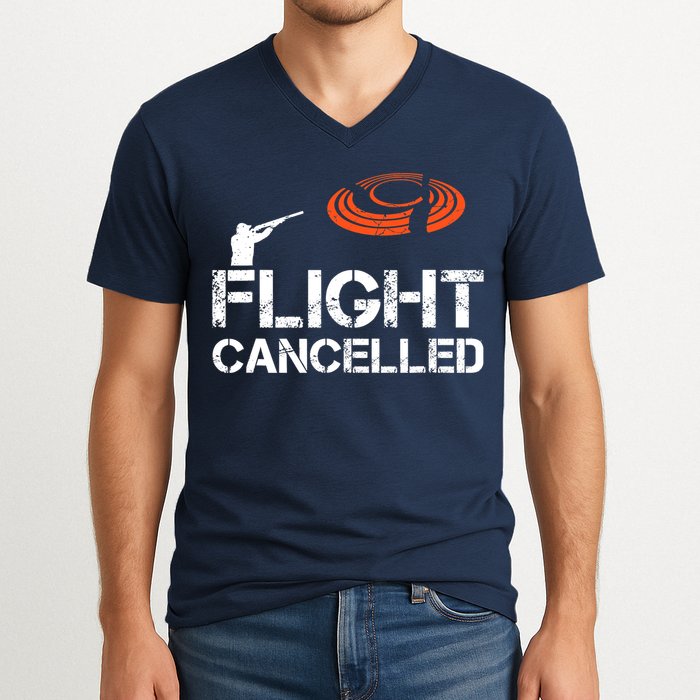 Flight Cancelled Clay Shooting Skeet Trap Shooting V-Neck T-Shirt
