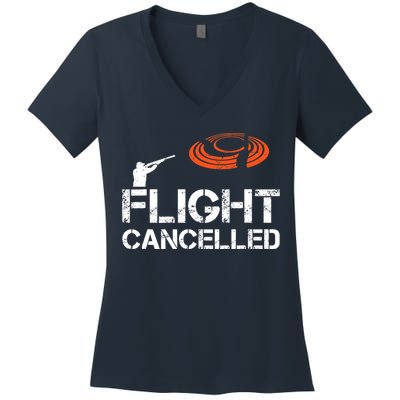 Flight Cancelled Clay Shooting Skeet Trap Shooting Women's V-Neck T-Shirt