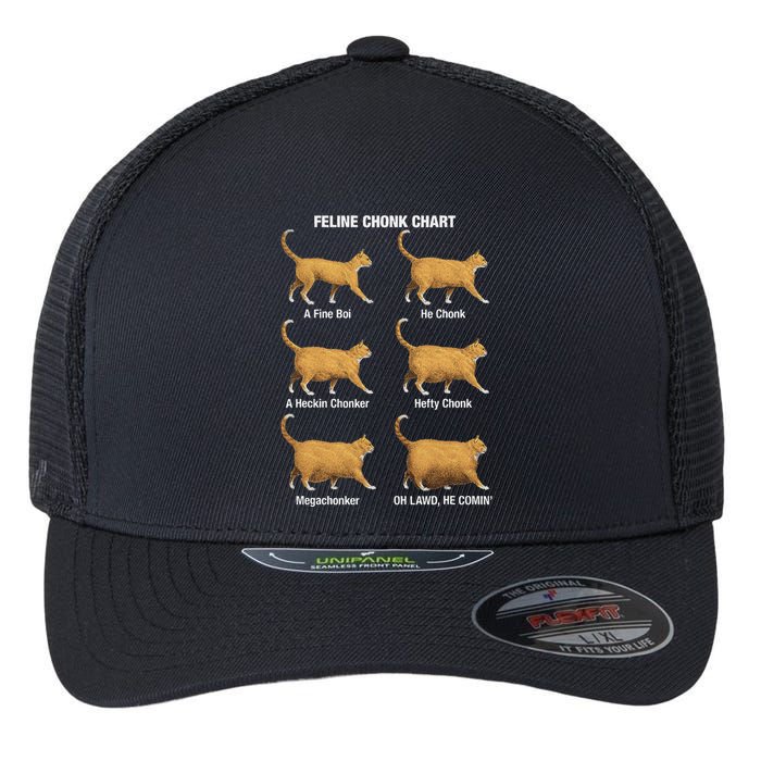 Feline Chonk Cat Chart Funny Cat Meme Oh Lawd He Comin Flexfit Unipanel Trucker Cap