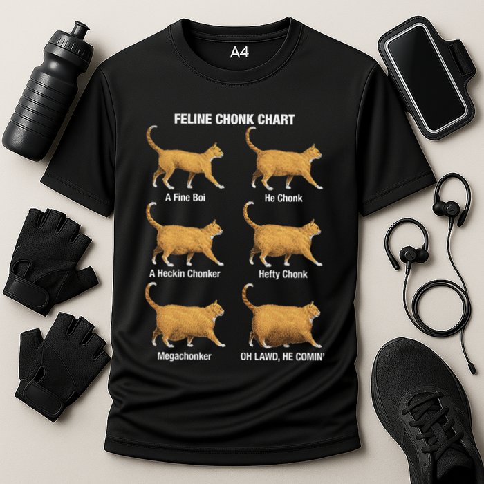 Feline Chonk Cat Chart Funny Cat Meme Oh Lawd He Comin Performance Shirt