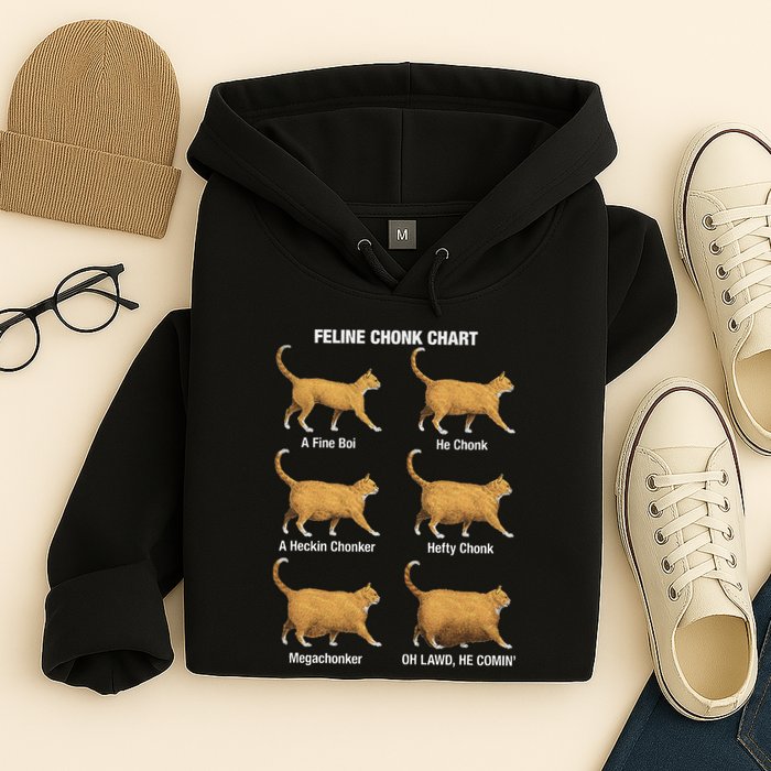 Feline Chonk Cat Chart Funny Cat Meme Oh Lawd He Comin Hoodie