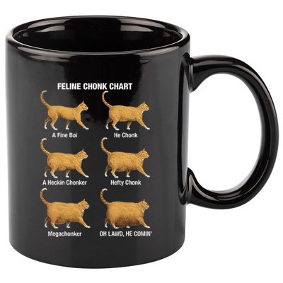 Feline Chonk Cat Chart Funny Cat Meme Oh Lawd He Comin 11oz C Handle Ceramic Mug