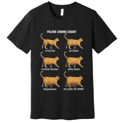 Feline Chonk Cat Chart Funny Cat Meme Oh Lawd He Comin Premium T-Shirt