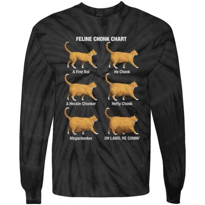 Feline Chonk Cat Chart Funny Cat Meme Oh Lawd He Comin Tie-Dye Long Sleeve Shirt