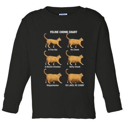 Feline Chonk Cat Chart Funny Cat Meme Oh Lawd He Comin Toddler Long Sleeve Shirt