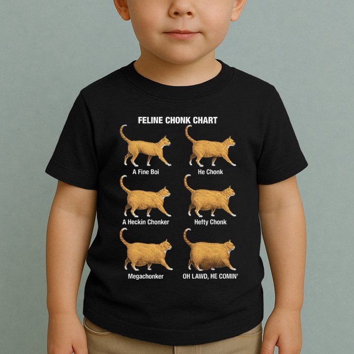 Feline Chonk Cat Chart Funny Cat Meme Oh Lawd He Comin Toddler T-Shirt