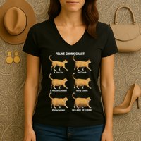 Feline Chonk Cat Chart Funny Cat Meme Oh Lawd He Comin Women's V-Neck T-Shirt