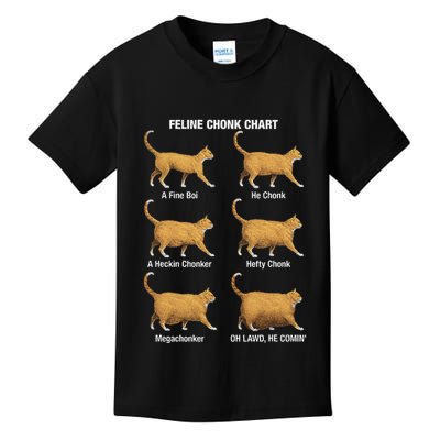 Feline Chonk Cat Chart Funny Cat Meme Oh Lawd He Comin Kids T-Shirt