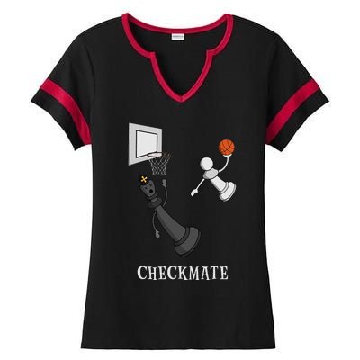 Funny Checkmate Chess Basketball Game Board King Pawn Piece Ladies Halftime Notch Neck Tee