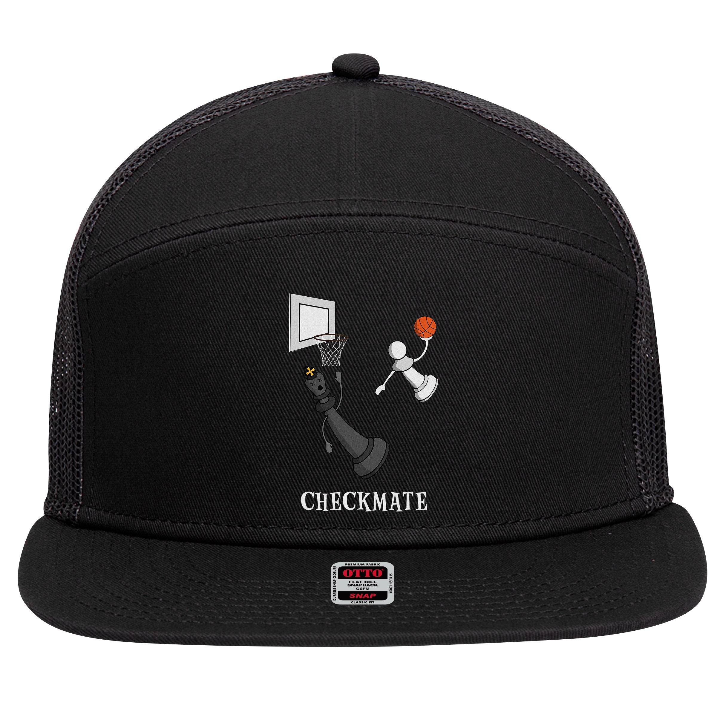 Funny Checkmate Chess Basketball Game Board King Pawn Piece 7 Panel Mesh Trucker Snapback Hat