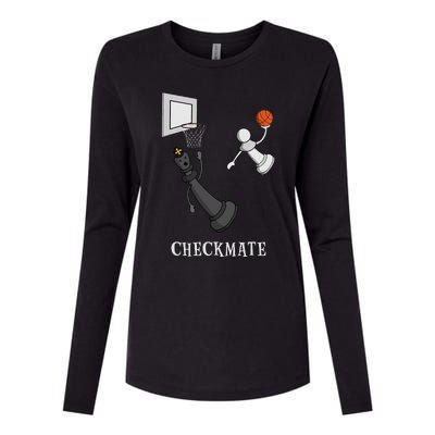 Funny Checkmate Chess Basketball Game Board King Pawn Piece Womens Cotton Relaxed Long Sleeve T-Shirt