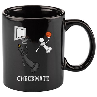 Funny Checkmate Chess Basketball Game Board King Pawn Piece 11oz C Handle Ceramic Mug
