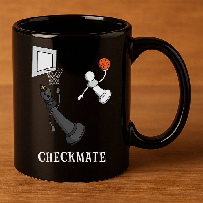 Funny Checkmate Chess Basketball Game Board King Pawn Piece 11oz C Handle Ceramic Mug
