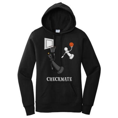 Funny Checkmate Chess Basketball Game Board King Pawn Piece Women's Pullover Hoodie