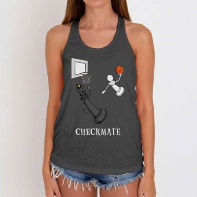 Funny Checkmate Chess Basketball Game Board King Pawn Piece Women's Knotted Racerback Tank