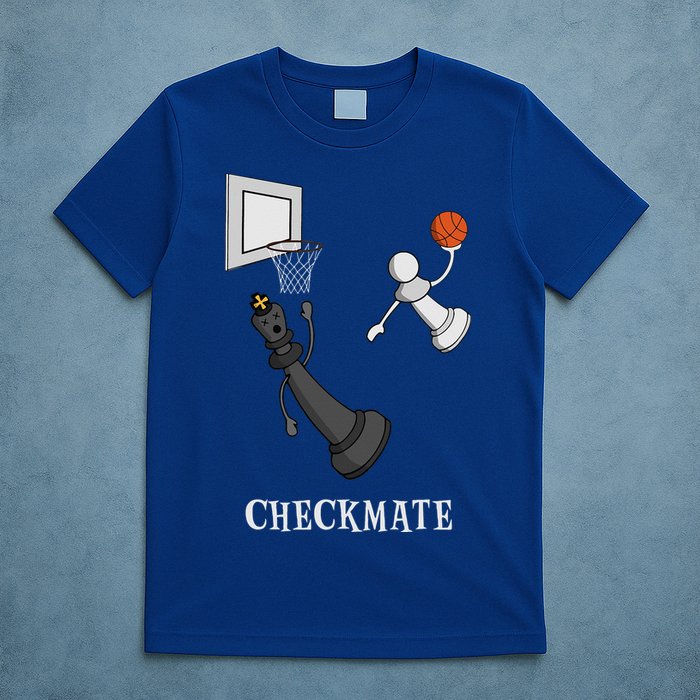 Funny Checkmate Chess Basketball Game Board King Pawn Piece T-Shirt