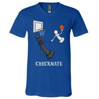 Funny Checkmate Chess Basketball Game Board King Pawn Piece V-Neck T-Shirt