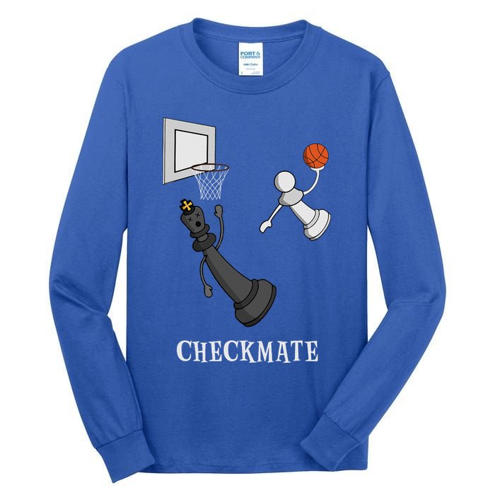Funny Checkmate Chess Basketball Game Board King Pawn Piece Tall Long Sleeve T-Shirt