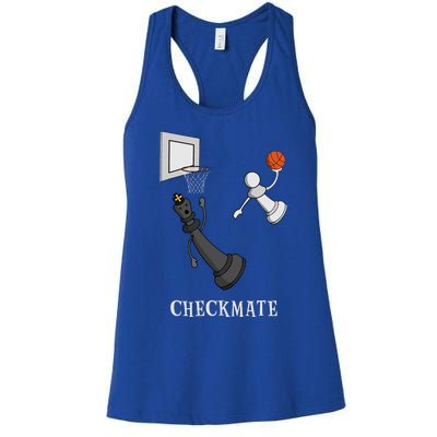 Funny Checkmate Chess Basketball Game Board King Pawn Piece Women's Racerback Tank