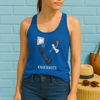 Funny Checkmate Chess Basketball Game Board King Pawn Piece Womens Tank Top