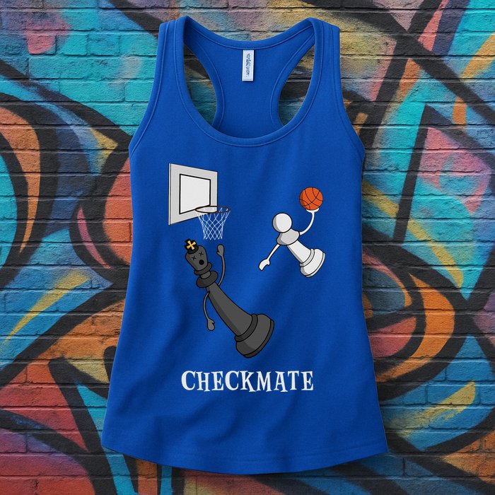 Funny Checkmate Chess Basketball Game Board King Pawn Piece Womens Tank Top