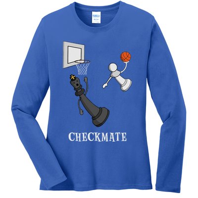 Funny Checkmate Chess Basketball Game Board King Pawn Piece Ladies Long Sleeve Shirt