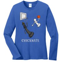 Funny Checkmate Chess Basketball Game Board King Pawn Piece Ladies Long Sleeve Shirt