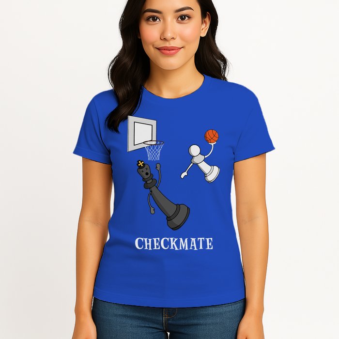 Funny Checkmate Chess Basketball Game Board King Pawn Piece Womens T-Shirt