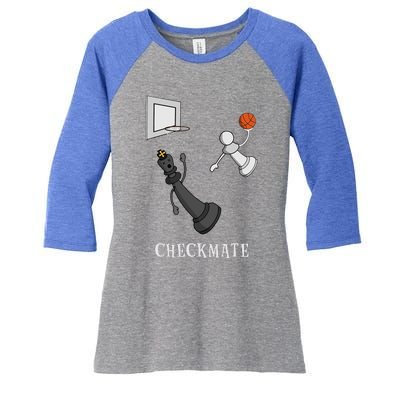 Funny Checkmate Chess Basketball Game Board King Pawn Piece Women's Tri-Blend 3/4-Sleeve Raglan Shirt