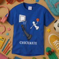 Funny Checkmate Chess Basketball Game Board King Pawn Piece Kids T-Shirt