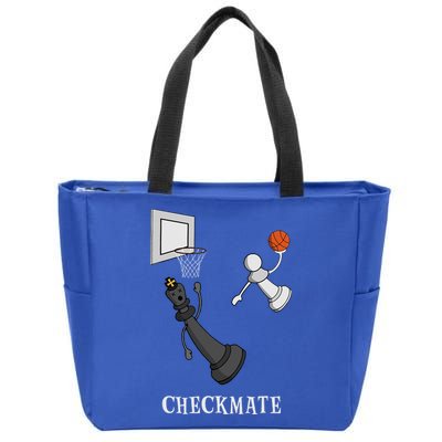 Funny Checkmate Chess Basketball Game Board King Pawn Piece Zip Tote Bag