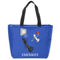 Funny Checkmate Chess Basketball Game Board King Pawn Piece Zip Tote Bag